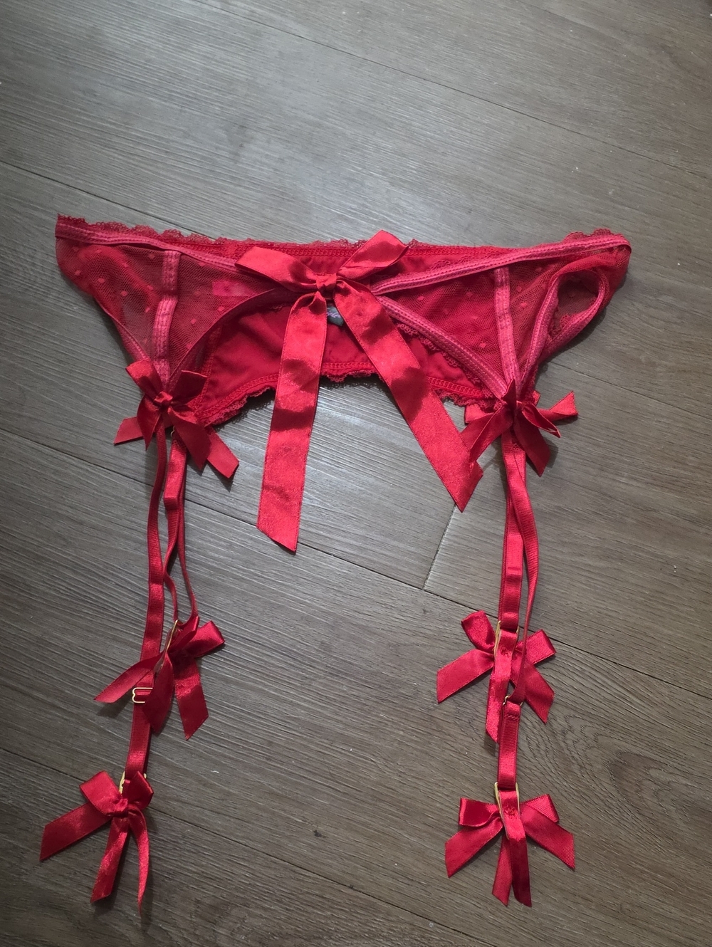Red Sheer Bow Garter Belt